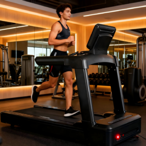 Commercial Button-Control Treadmill with Motorized Incline